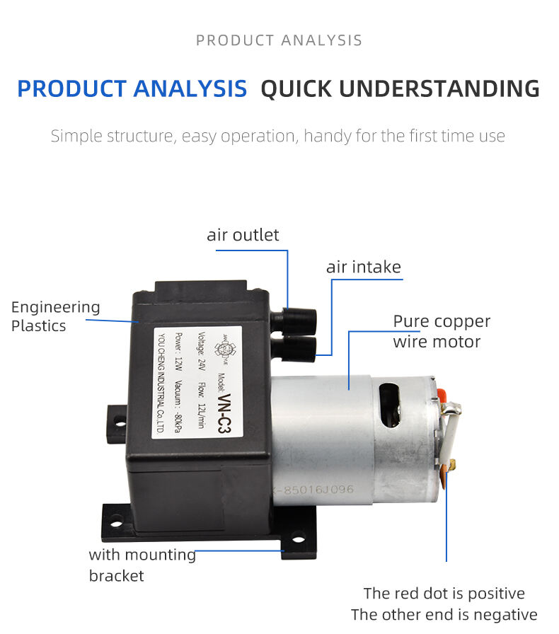 VN-C3 12 V/24 V 12 W tête unique DC pression négative DC pompe à membrane sous vide fabrication