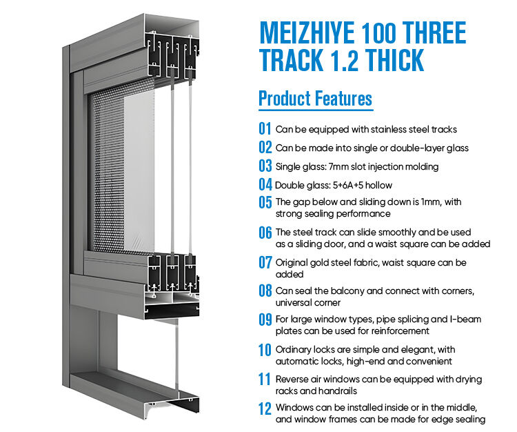 Modern Custom Design of Aluminum Sliding Window with Double-layer Glass and Horizontal Opening 3-track Sliding Window factory