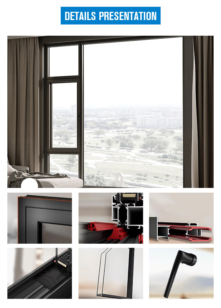 Villa Soundproof Aluminum Double Glazed Casement Windows Luxury Insulation Solution Custom Crafted Aluminum Professional Design details