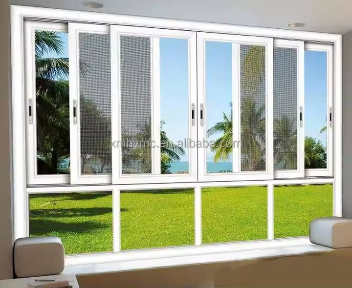 Modern Single-Glazed UPVC Folding Screen Windproof Soundproof Vinyl Sliding PVC Windows Impact Glass Hurricane Resistant Hotels manufacture