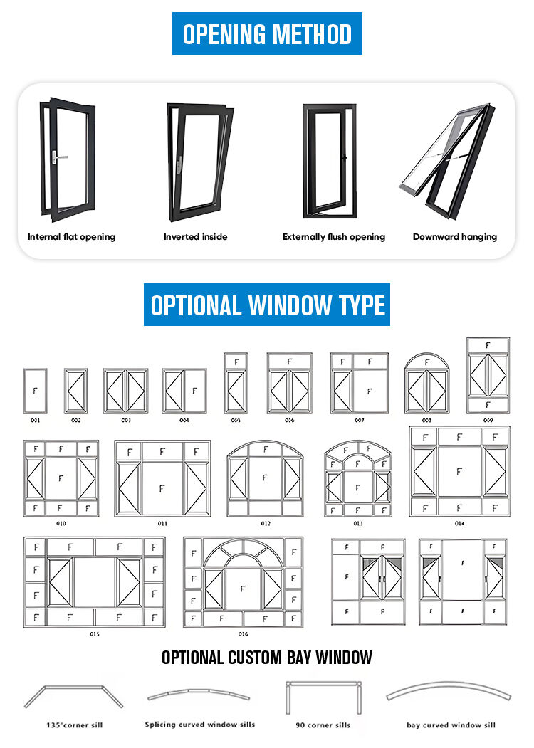 Villa Soundproof Aluminum Double Glazed Casement Windows Luxury Insulation Solution Custom Crafted Aluminum Professional Design supplier