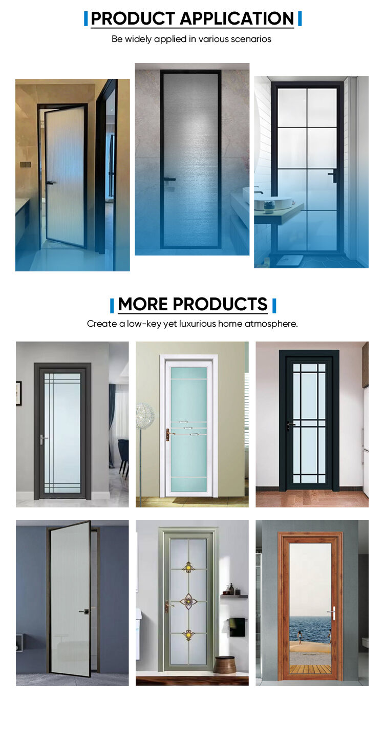 Modern Bathroom Casement Office Door with Clear Glass Swing Mirror Entry Aluminum Front Design Modern Style Casement Door manufacture