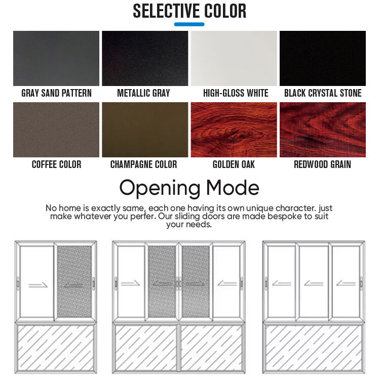 Modern Custom Design of Aluminum Sliding Window with Double-layer Glass and Horizontal Opening 3-track Sliding Window factory