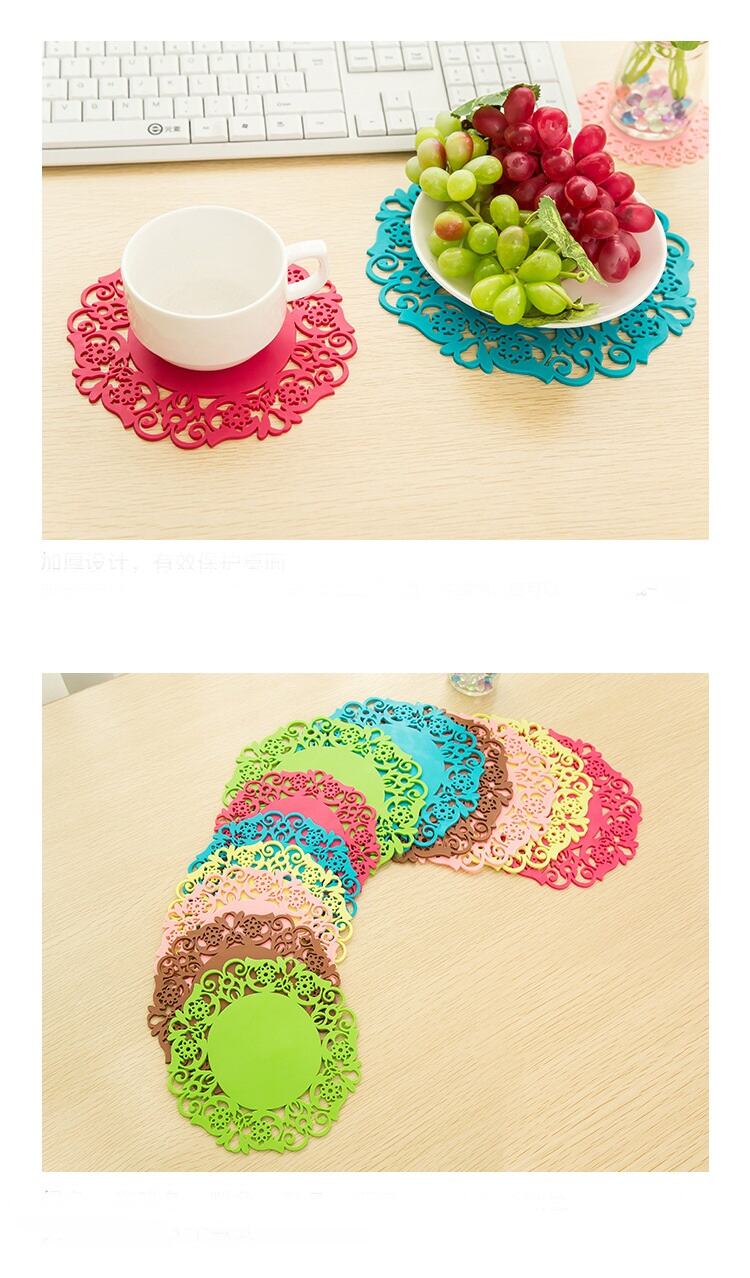 product kitchen heat resistant pan dishes pot holders custom silicone lace embossed placemat table dish place mats-7