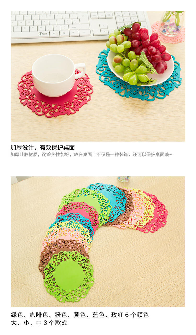 product kitchen heat resistant pan dishes pot holders custom silicone lace embossed placemat table dish place mats-4