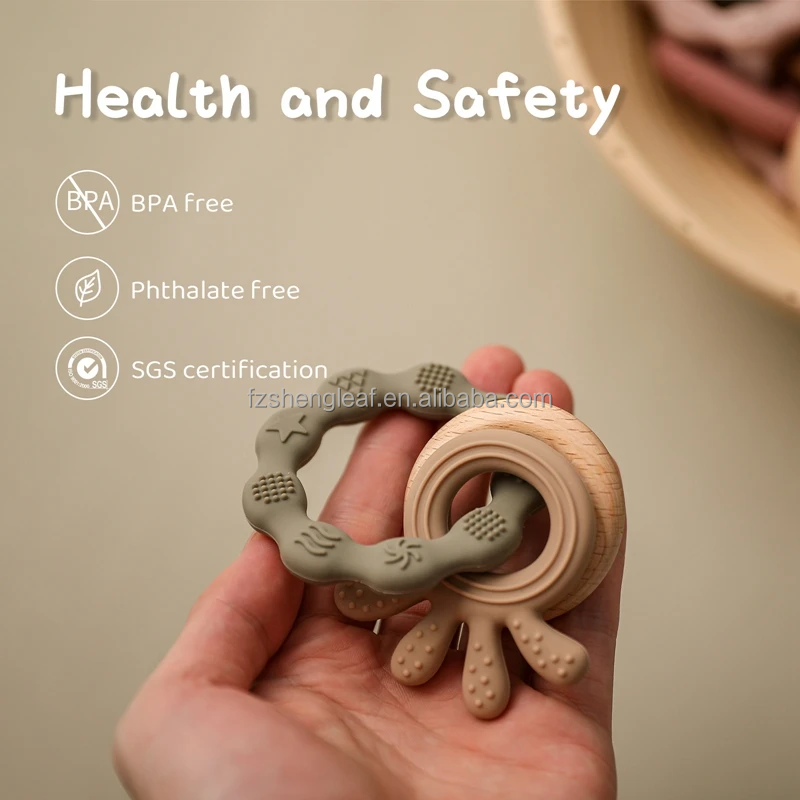 product unisex newborn pacifier ring food grade silicone teether bpa free rattles bracelet soft cartoon teething toys baby teethers-1