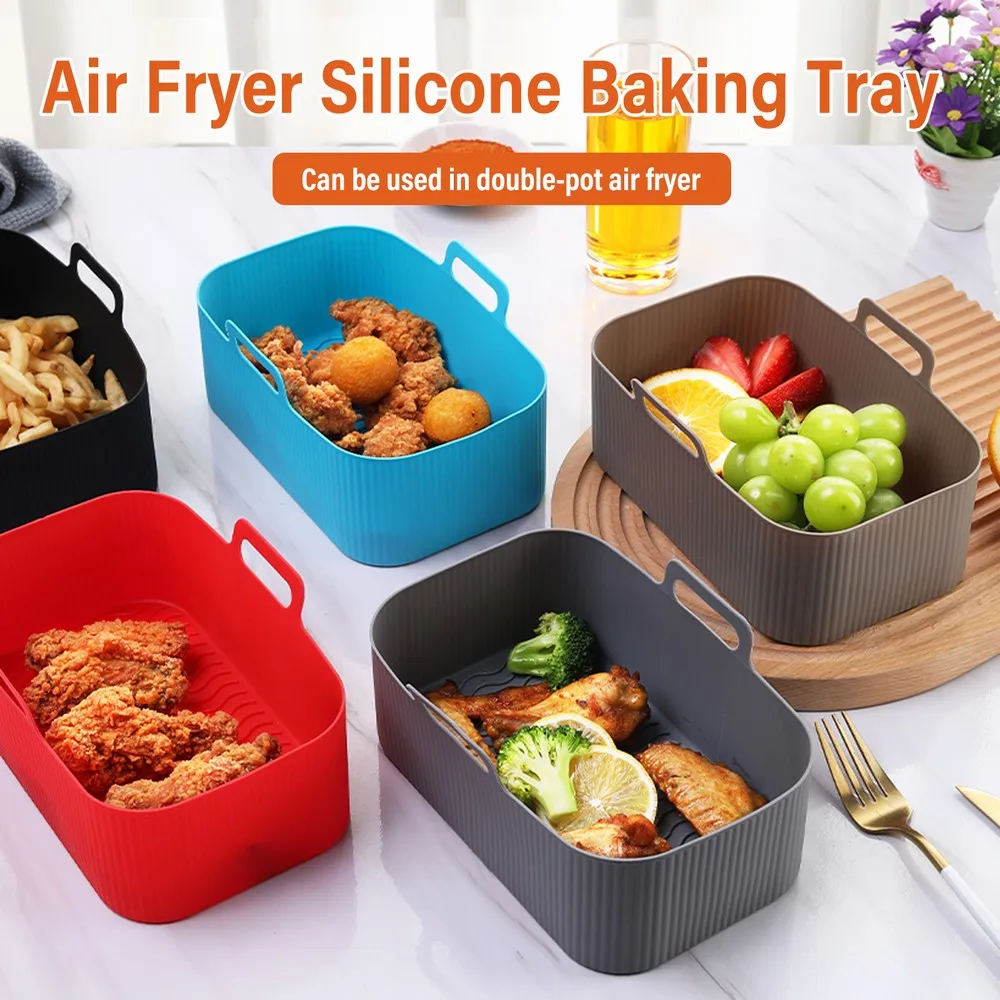 product customized food grade silicone air fryer liner non stick reusable pot for home kitchen baking  pastry tool-1