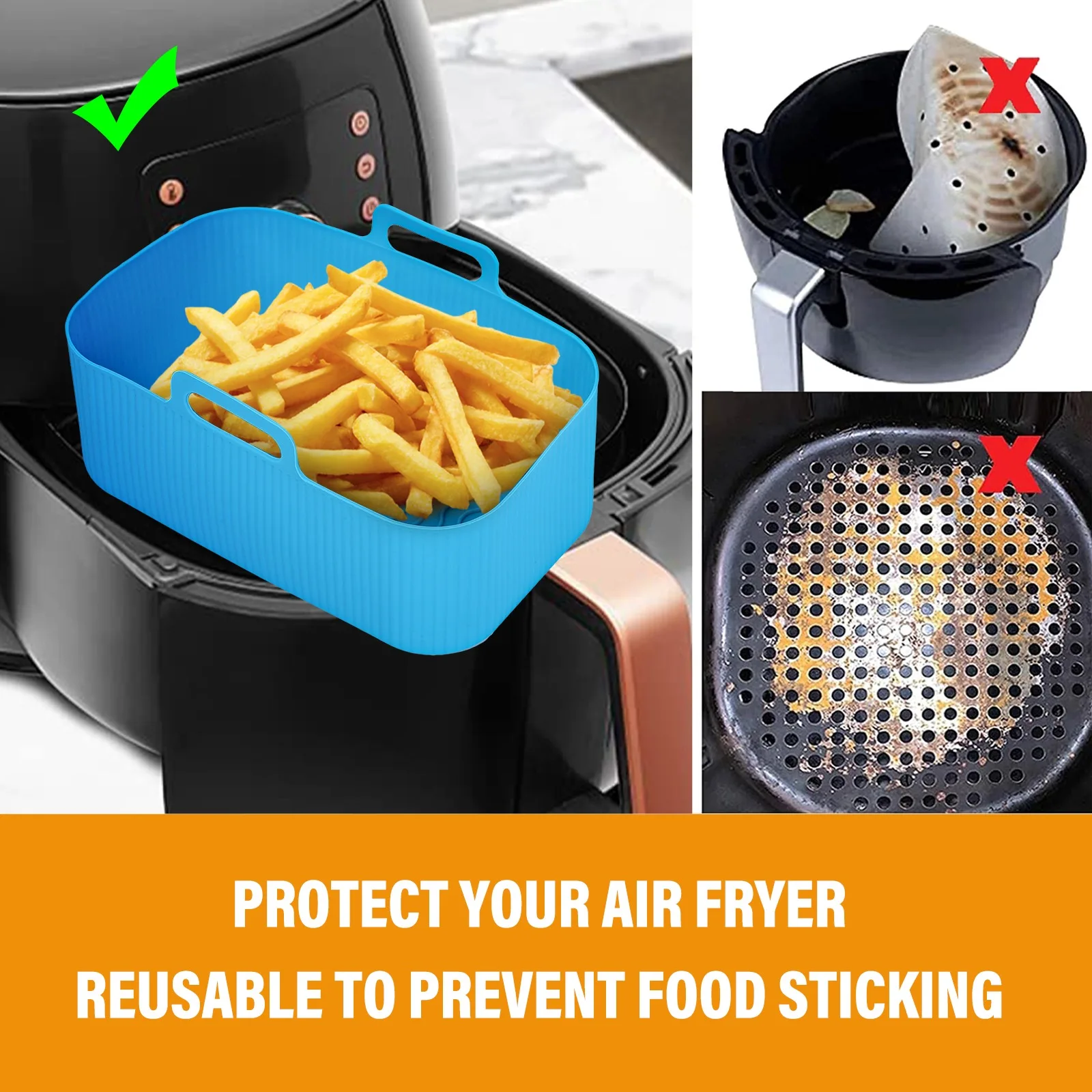 product customized food grade silicone air fryer liner non stick reusable pot for home kitchen baking  pastry tool-5
