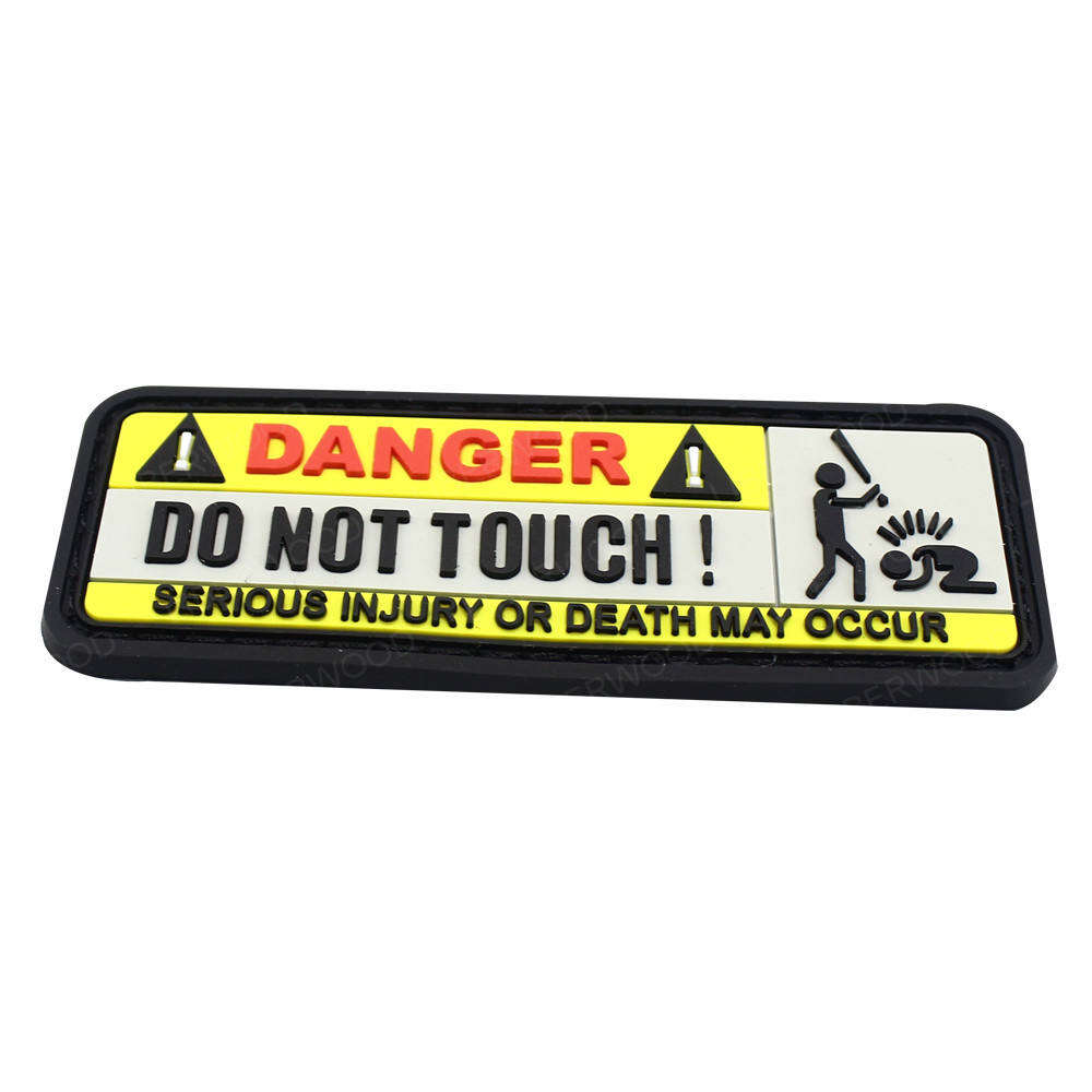 product 3d pvc rubber patch with hook fun badge for equipment warning signs applied technique for car stickers-4