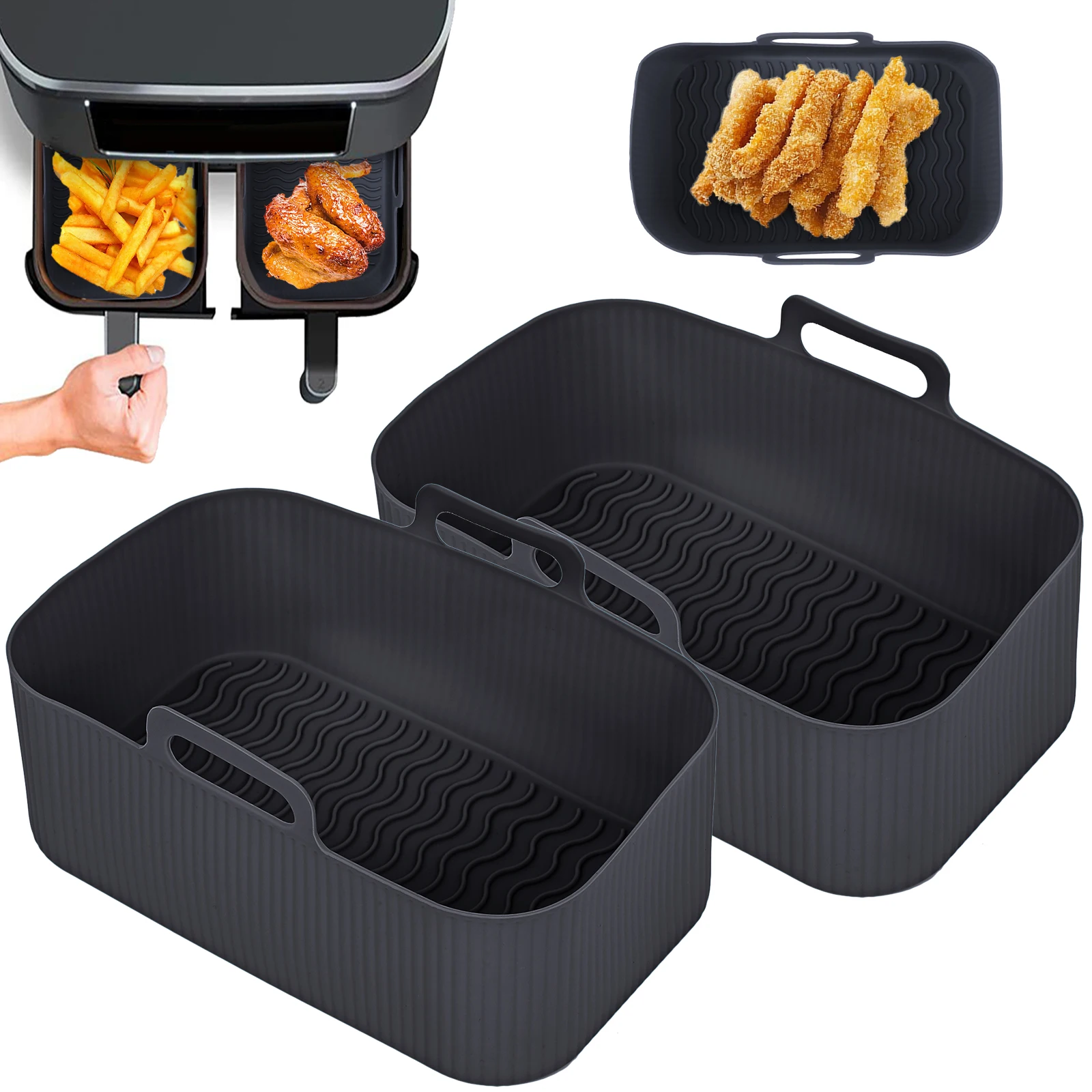 product customized food grade silicone air fryer liner non stick reusable pot for home kitchen baking  pastry tool-0