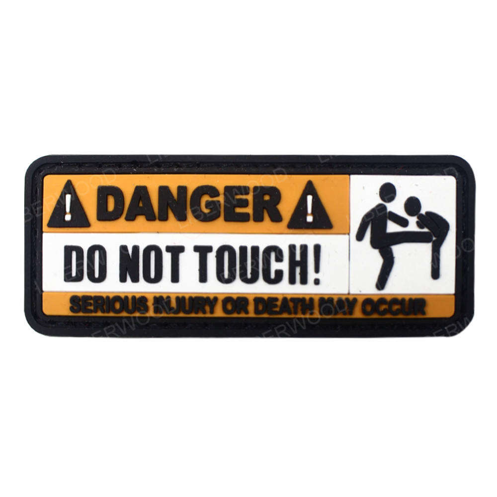 product 3d pvc rubber patch with hook fun badge for equipment warning signs applied technique for car stickers-1