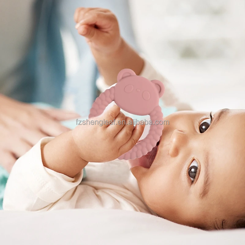 product unisex newborn pacifier ring food grade silicone teether bpa free rattles bracelet soft cartoon teething toys baby teethers-9