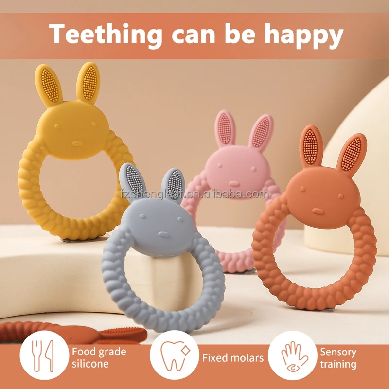 product unisex newborn pacifier ring food grade silicone teether bpa free rattles bracelet soft cartoon teething toys baby teethers-6