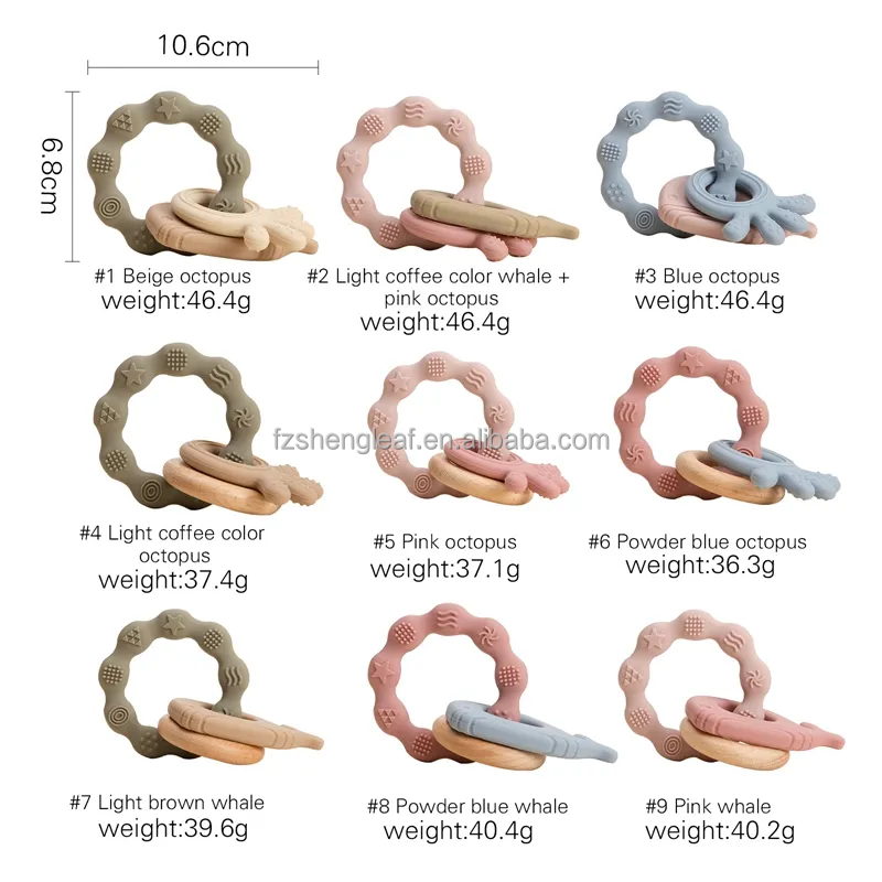 product unisex newborn pacifier ring food grade silicone teether bpa free rattles bracelet soft cartoon teething toys baby teethers-5