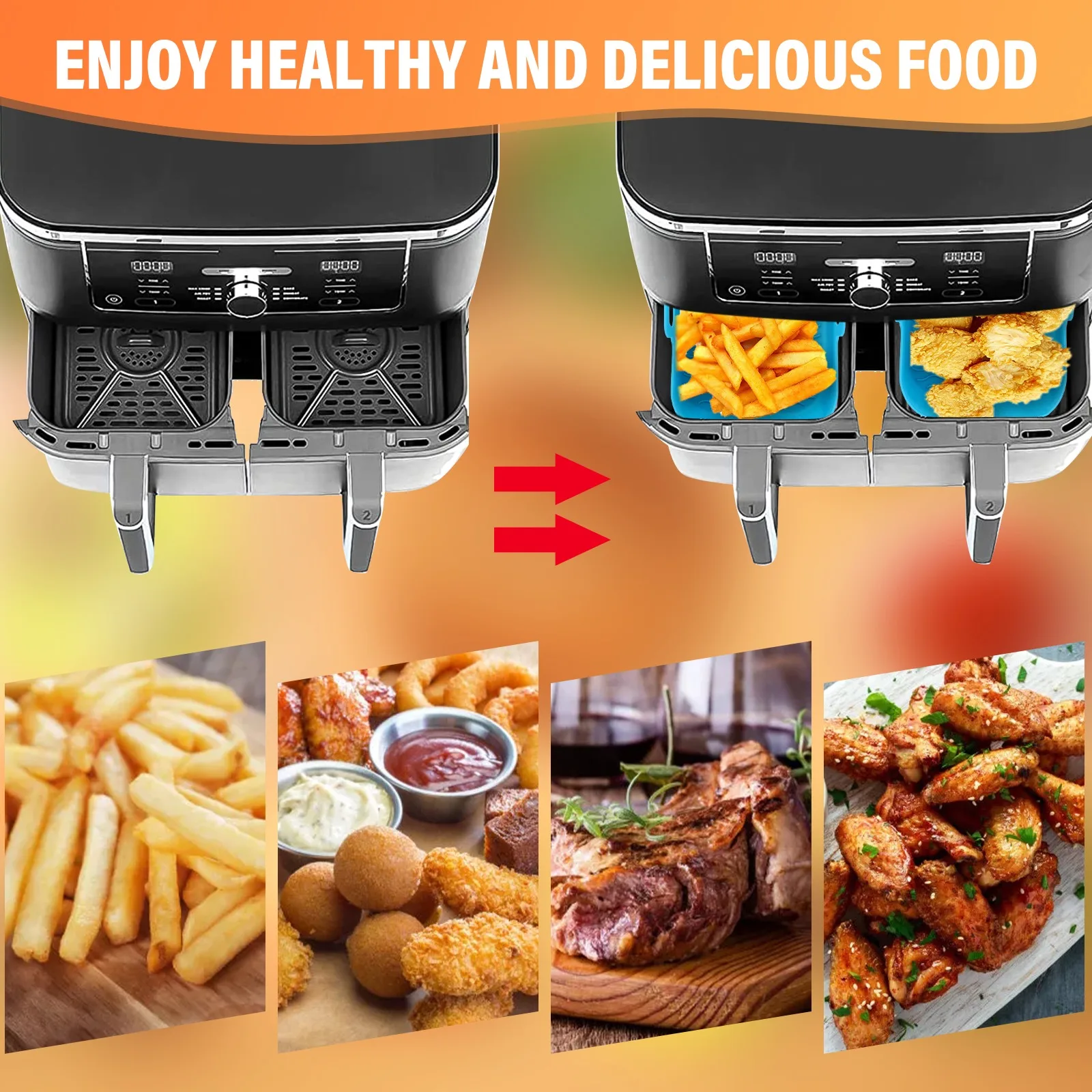 product customized food grade silicone air fryer liner non stick reusable pot for home kitchen baking  pastry tool-3