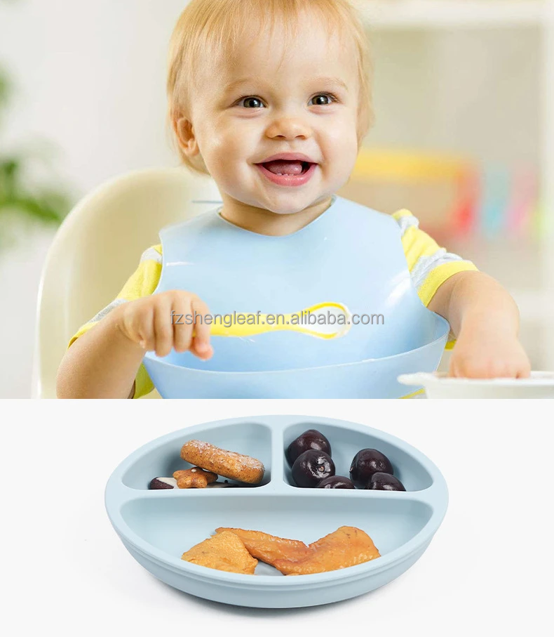 product 5pcs non slip silicone baby feeding tableware set 9pcs children dinner dishes including suction bowl fork bibs kids dining-2