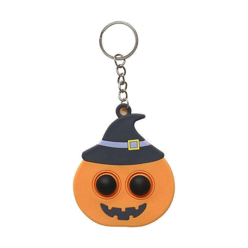 product halloween pumpkin bat pvc keychain stress relief finger bubble fun promotional carabiner bag pendant-0
