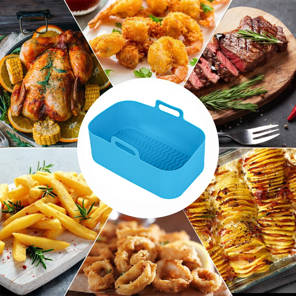 product customized food grade silicone air fryer liner non stick reusable pot for home kitchen baking  pastry tool-2