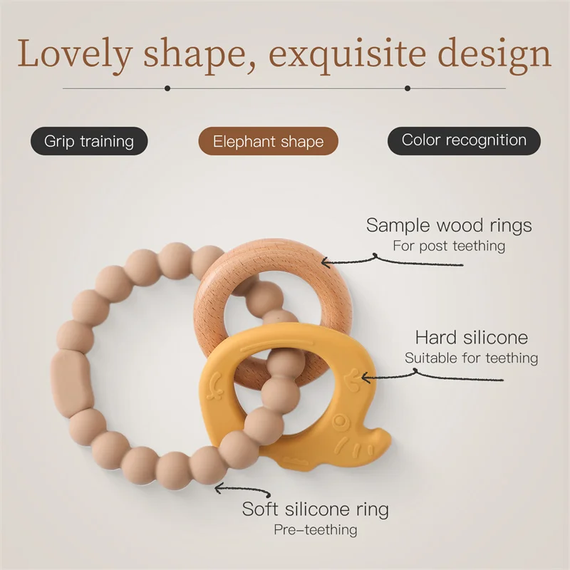 product unisex baby soft toy food grade silicone teether pacifier rattles bracelet carto-2