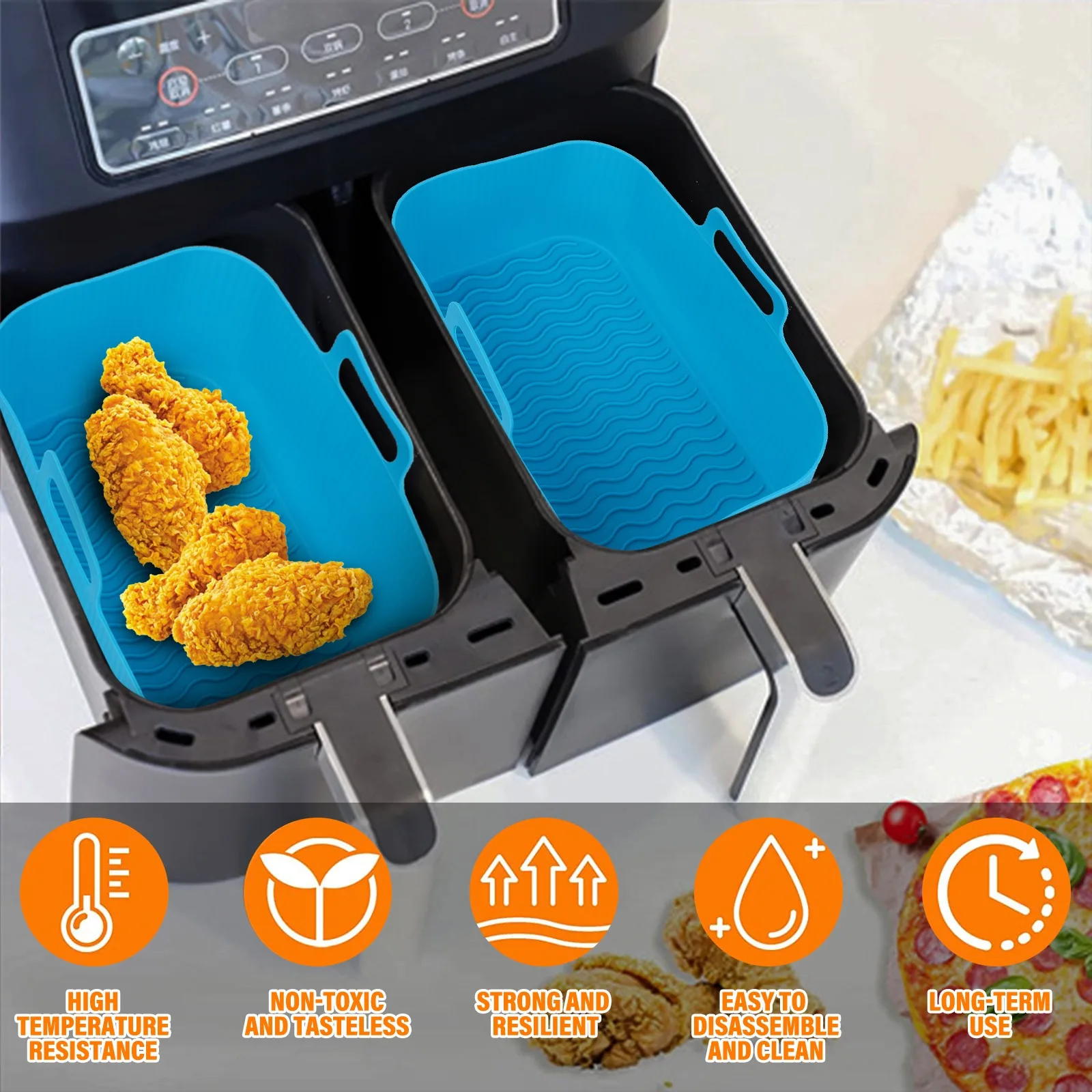 product customized food grade silicone air fryer liner non stick reusable pot for home kitchen baking  pastry tool-4