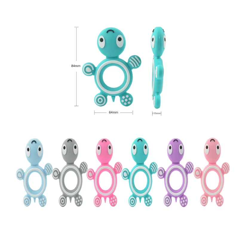 product bpa free food grade silicone teether soft baby sensory toy in turtle shape for teething-0