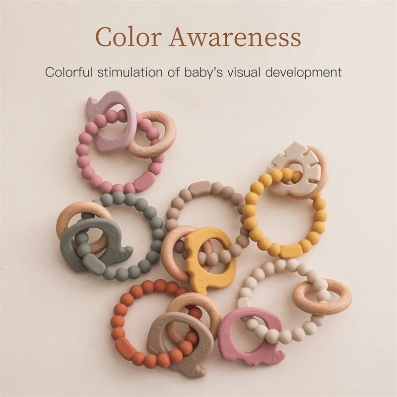 product unisex baby soft toy food grade silicone teether pacifier rattles bracelet carto-4
