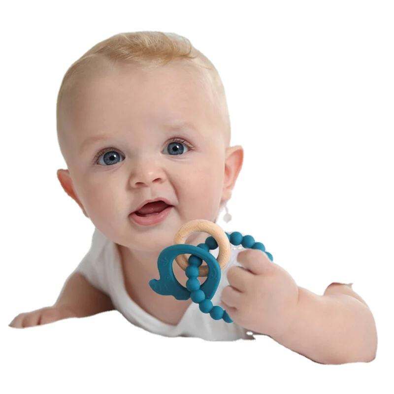 product unisex baby soft toy food grade silicone teether pacifier rattles bracelet carto-0