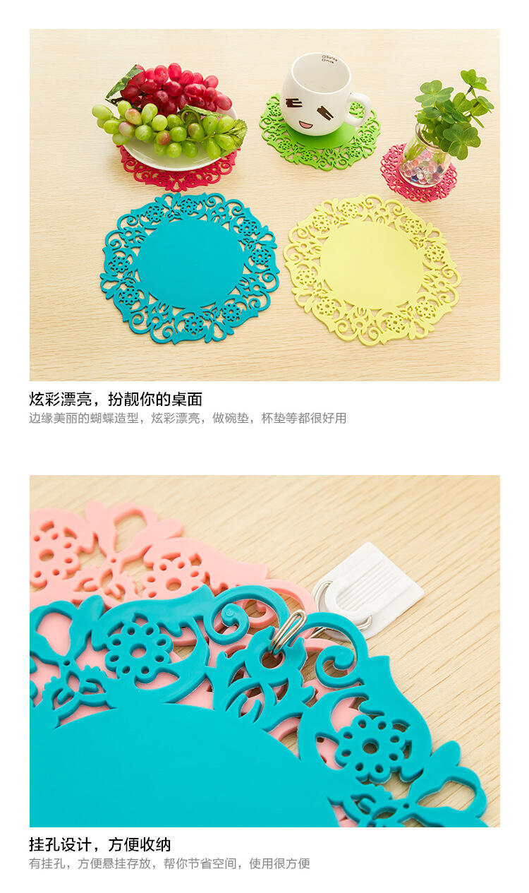 product kitchen heat resistant pan dishes pot holders custom silicone lace embossed placemat table dish place mats-3