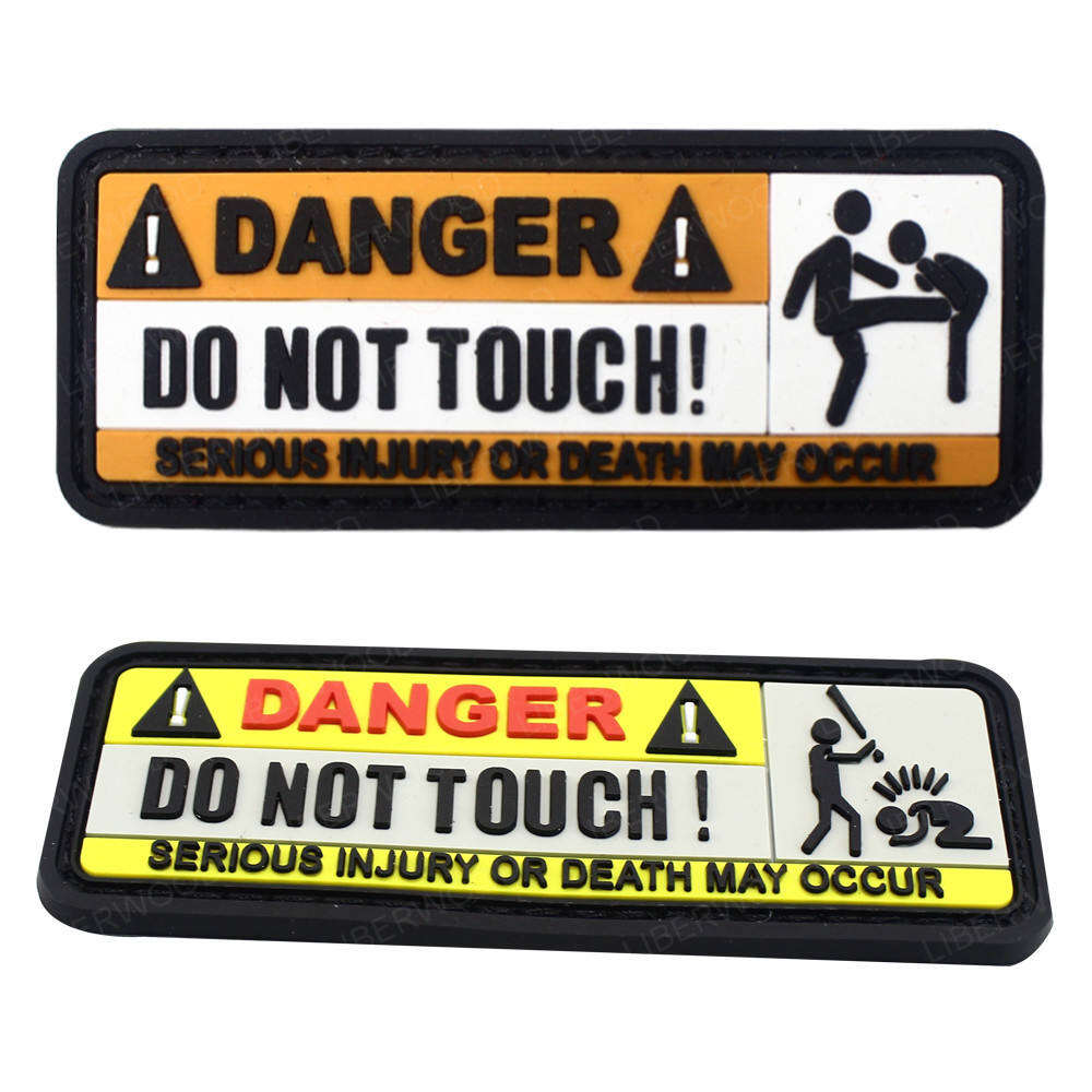 product 3d pvc rubber patch with hook fun badge for equipment warning signs applied technique for car stickers-0