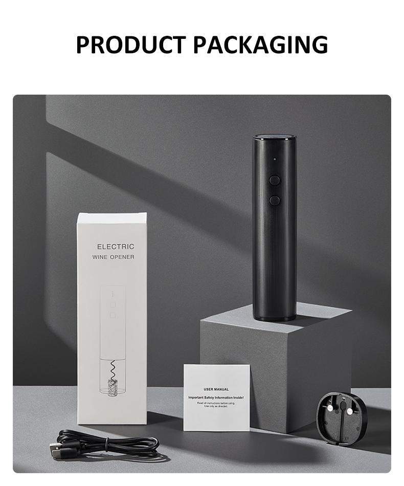 Black Wood Grain Electric Wine Bottle Opener Set USB Rechargeable Automatic Wine Corkscrew Opener manufacture