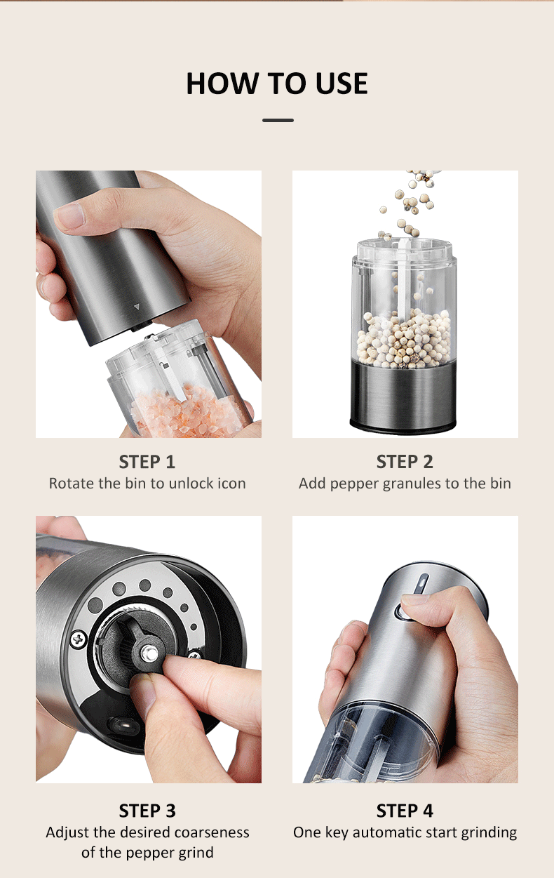 Electric Spice Grinder Stainless Steel USB Rechargeable Automatic Tool Electronic Kitchen Gadgets 2023 supplier