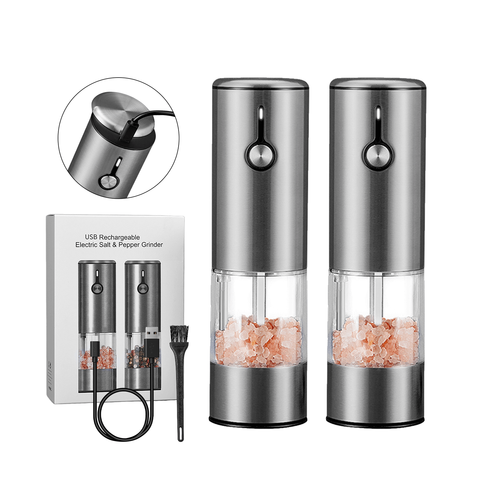 Electric Spice Grinder Stainless Steel USB Rechargeable Automatic Tool Electronic Kitchen Gadgets 2023 factory