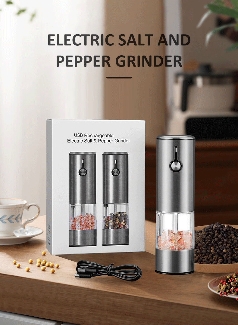 Electric Spice Grinder Stainless Steel USB Rechargeable Automatic Tool Electronic Kitchen Gadgets 2023 details