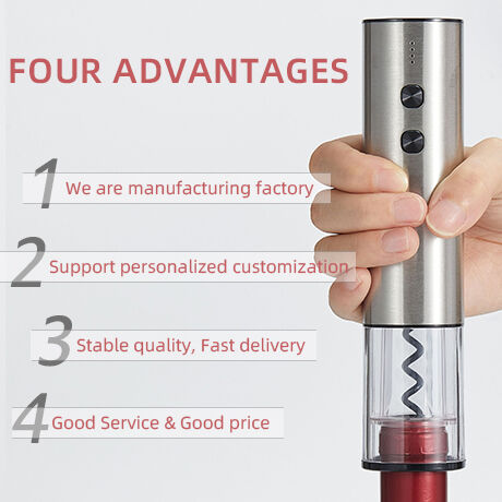 Black Wood Grain Electric Wine Bottle Opener Set USB Rechargeable Automatic Wine Corkscrew Opener details