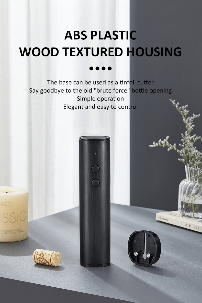 Black Wood Grain Electric Wine Bottle Opener Set USB Rechargeable Automatic Wine Corkscrew Opener factory