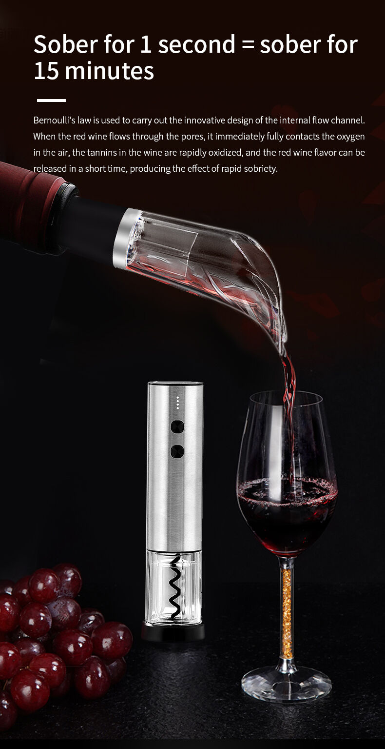Abridor De Vino Tire Bouchon Electrique a Vin Sacacorchos Electrico Kit Rechargeable Electric Corkscrew Wine Opener Set supplier