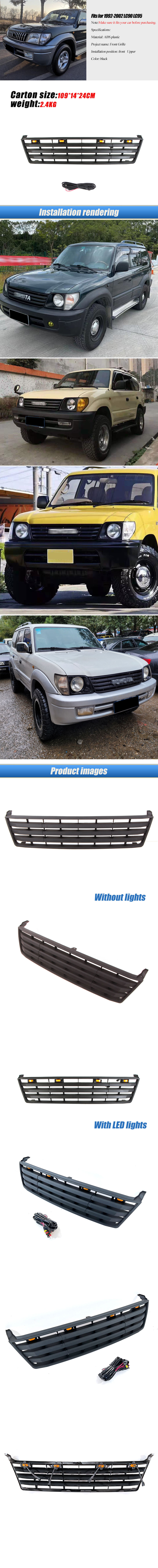 DODD Auto Parts Modified Black Front Grille With Light Fit For LandCrusier LC90 LC95 1992-2002 supplier