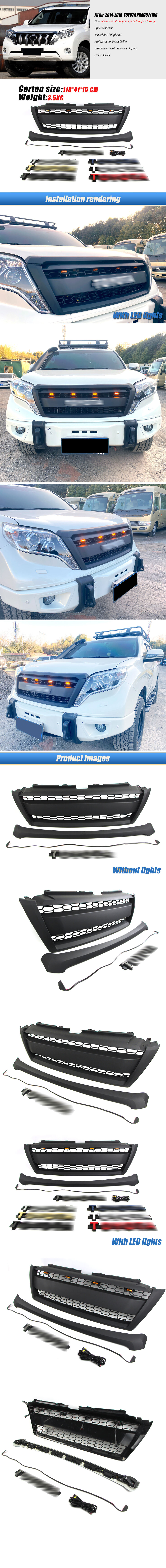 DODD 2014-2018 Auto Parts Black Front Grille With Lights Fit For LandCrusier Prado supplier