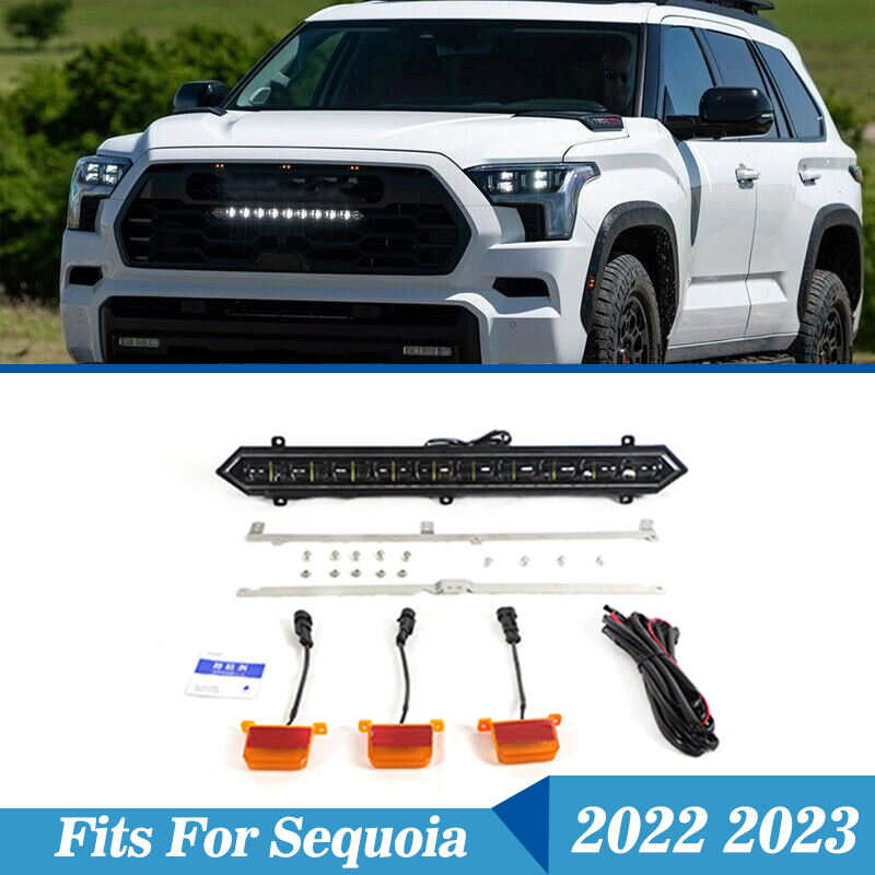 Lionsa Amber Stíl Raptor Soilse Grille faoi stiúir Amber + Barra Solais Le Fit Lúibín Do sholáthraí Toyota Tundra Sequoia 2022