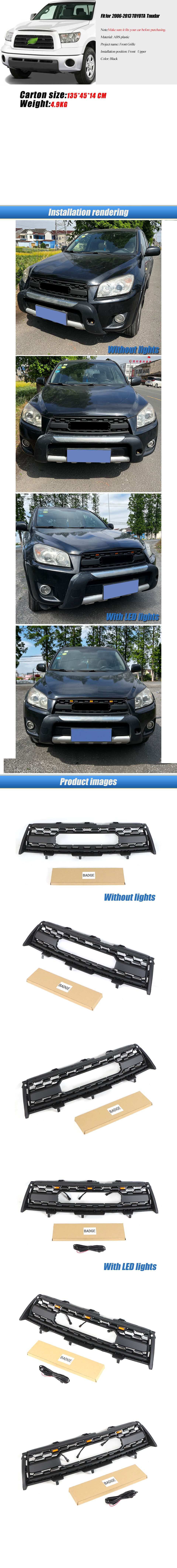 DODD ABS Black Front Bumper Grille for Toyota Tundra 2006- 2013 details