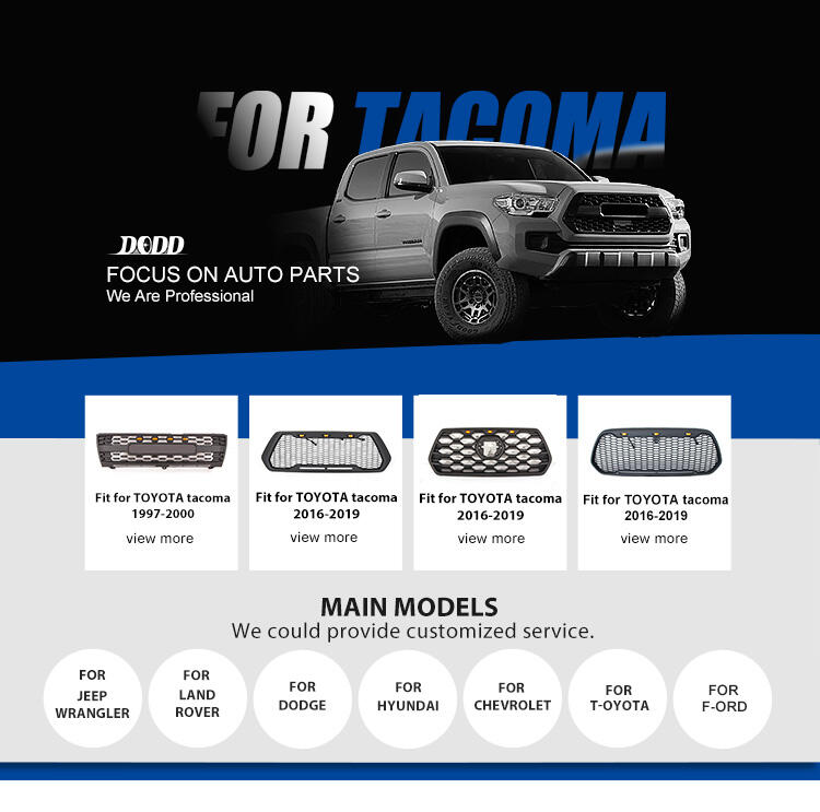 Griglia anteriore in rete nera con barra luminosa per Toyota Tacoma 2016-2022 di fabbrica