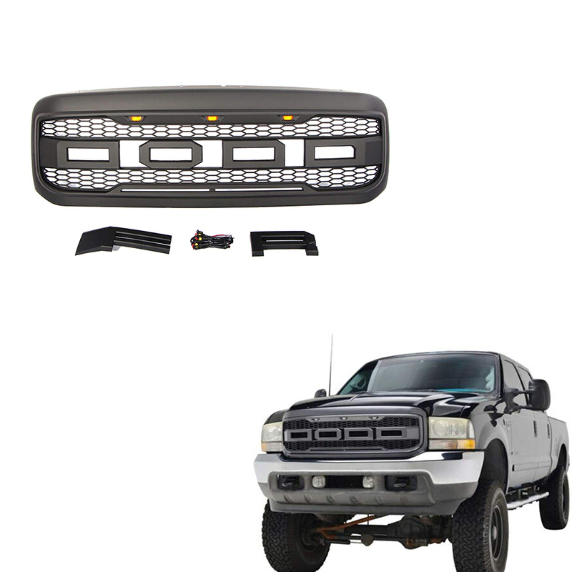 DODD ABS Honeycomb Mesh Bumper Grille/Grill Fit For 99-04 Ford F250/F350