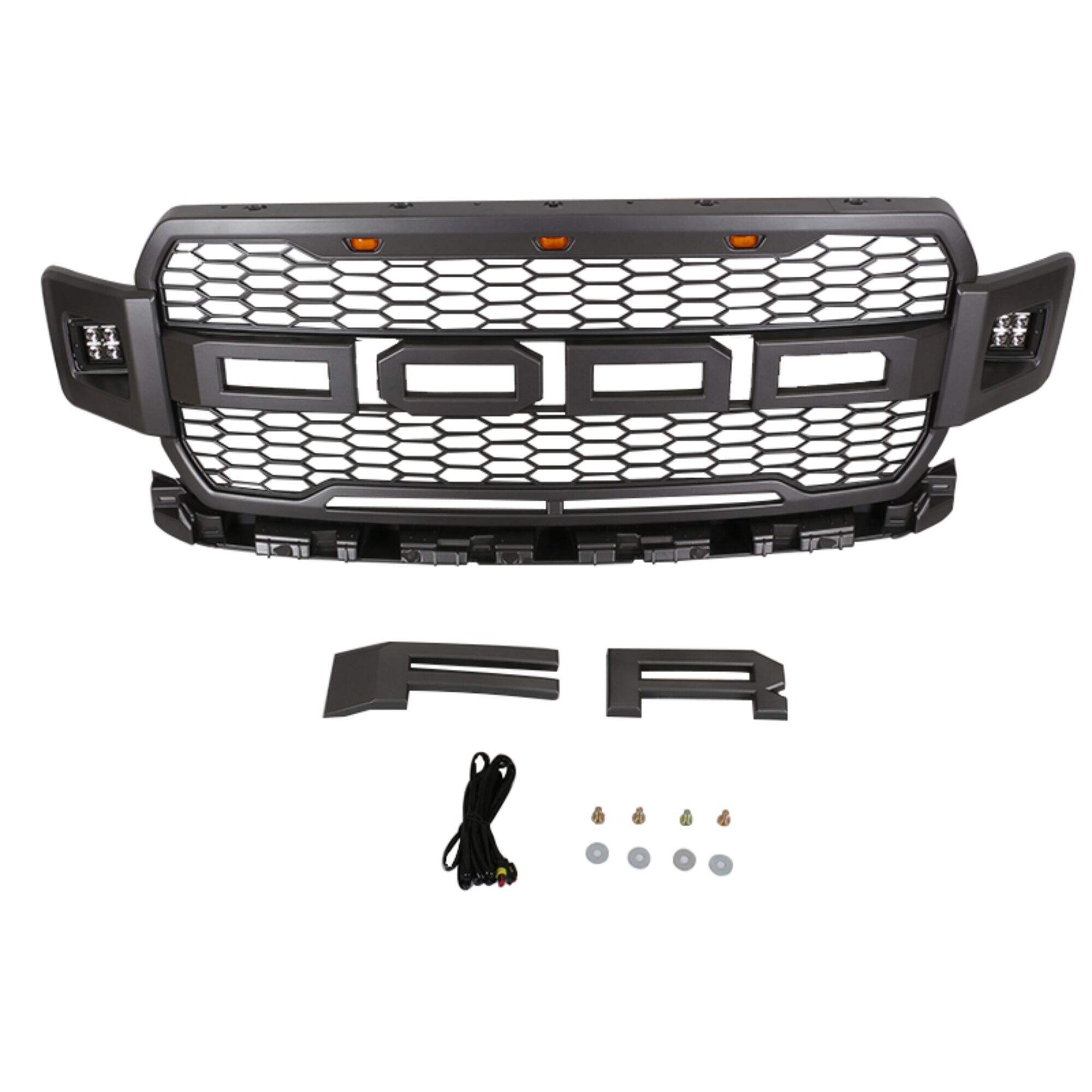 2018 2019 RAPTOR STYLE GRAY FRONT GRILL GRILLE FIT FOR FORD F150