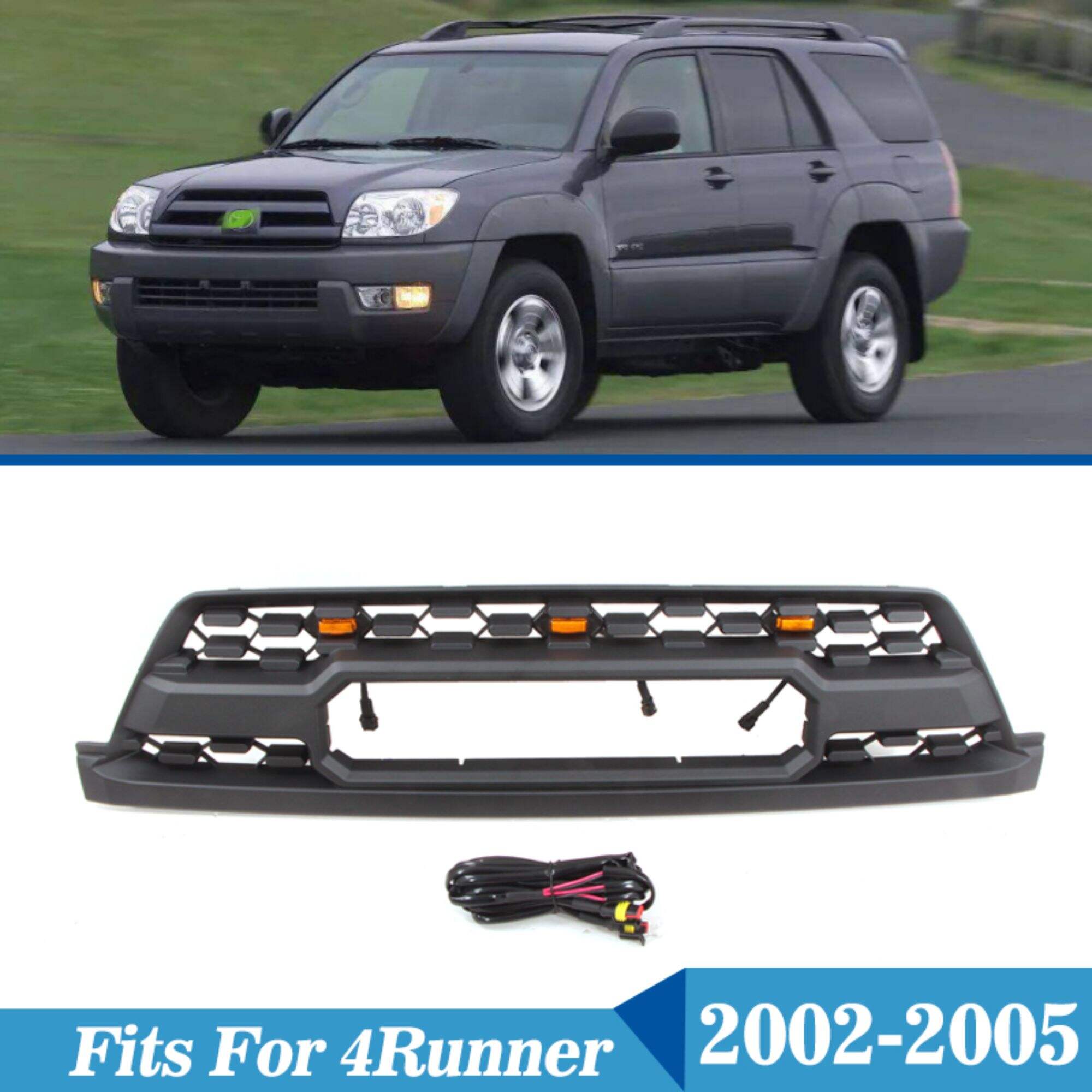 DODD 2002-2005 ABS Матова чорна решітка з підсвічуванням підходить для Toyota 4runner Hilux Surf