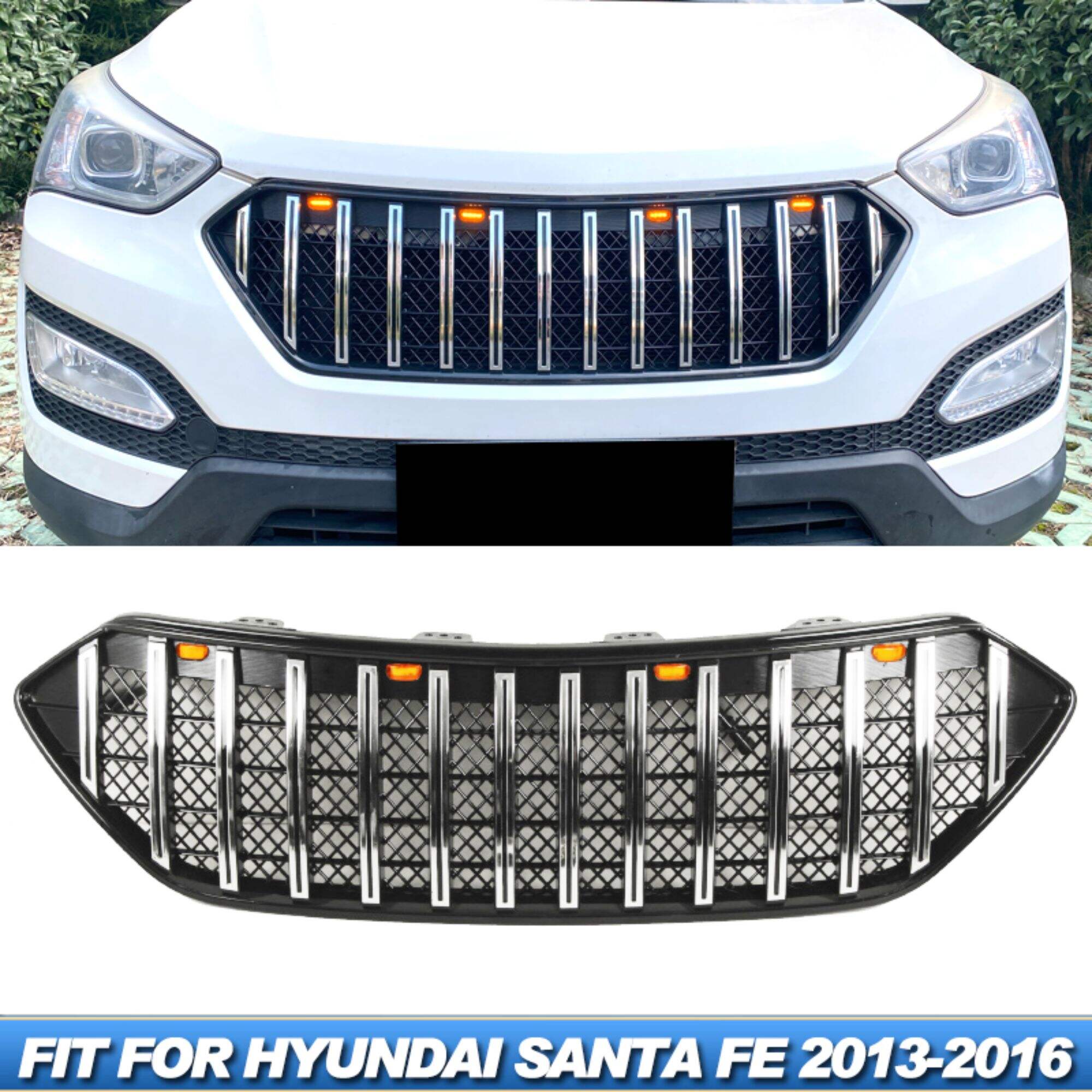  DODD Chrome Front Grill With Lights FOR HYUNDAI SANTA FE 2013-2016