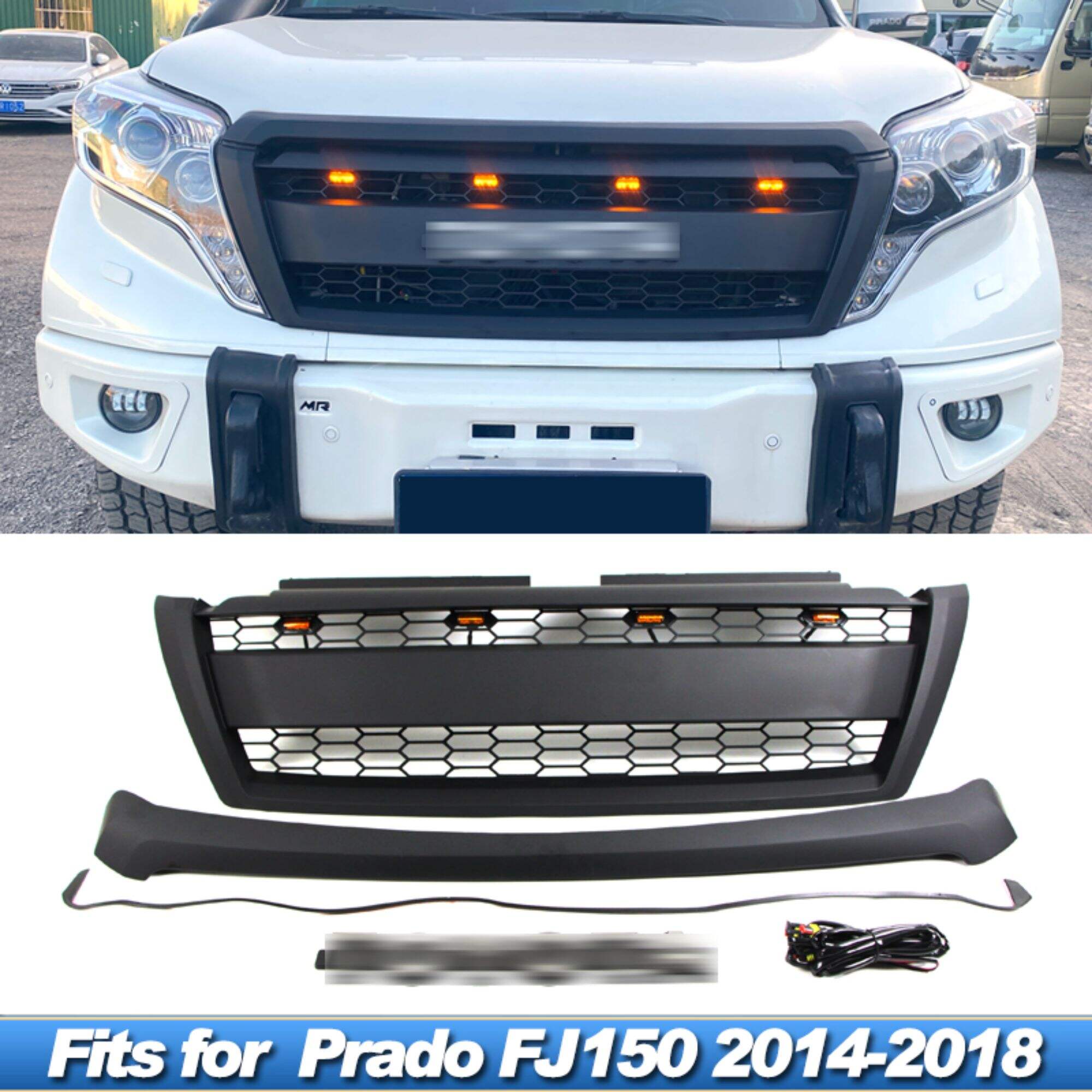 DODD 2014-2018 Auto Parts Black Front Grille With Lights Fit For LandCrusier Prado