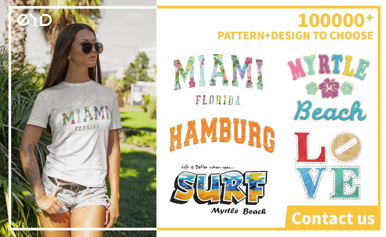 EYD Custom Chenille Embroidered Iron on Patches Logo Patches Heat Transfer Labels for T Shirt Clothes manufacture