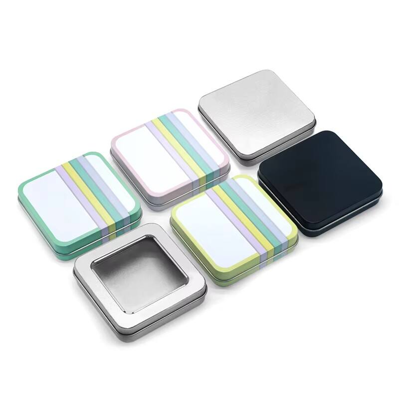 Wholesale Custom Rectangle Metal Packaging Tin Box with Window Empty square Tin Box details