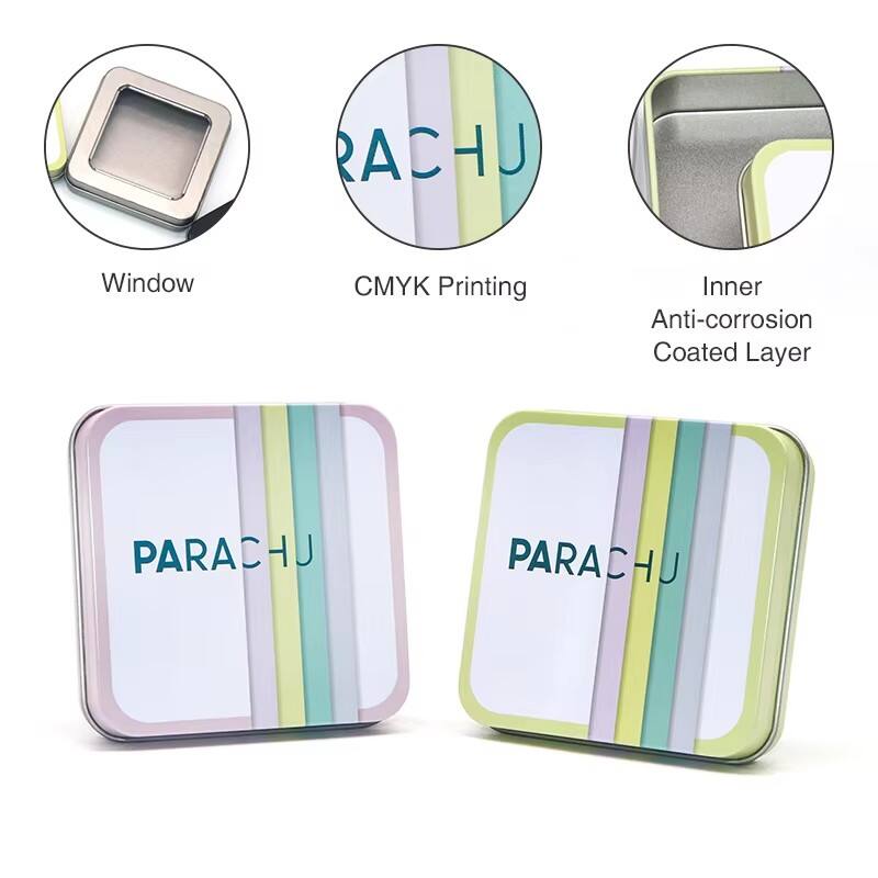 Wholesale Custom Rectangle Metal Packaging Tin Box with Window Empty square Tin Box supplier