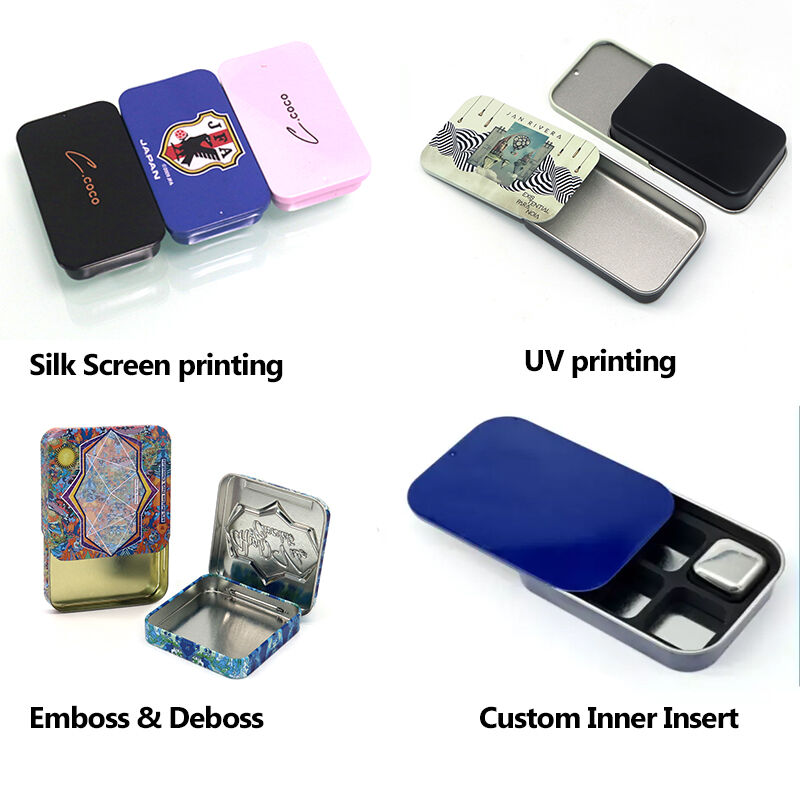 Free Stock Samples Empty Food Grade Small Herbs Breath Slider Tin Pocket Size Sliding Metal Box Solid Perfume Tin Container details